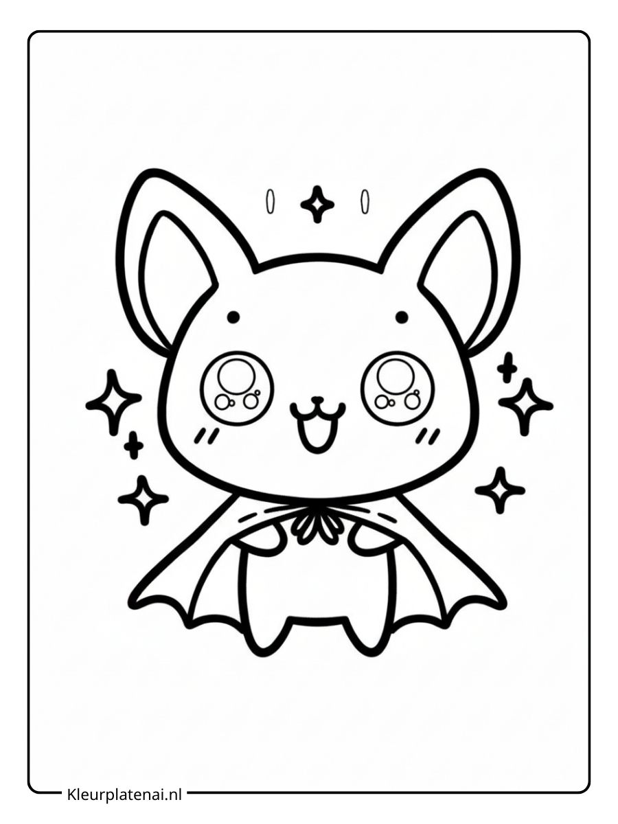 Kleurplaat Vleermuis Schattig