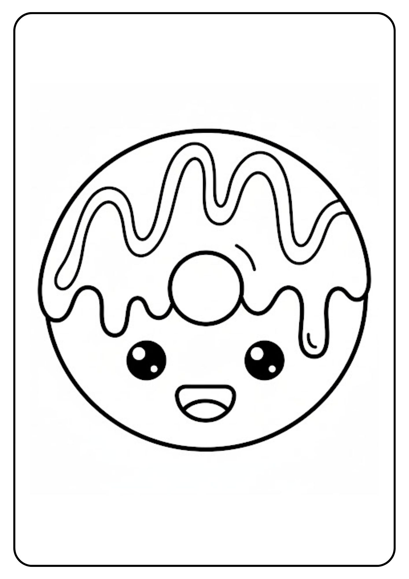 Kleurplaat donut schattig chocolade