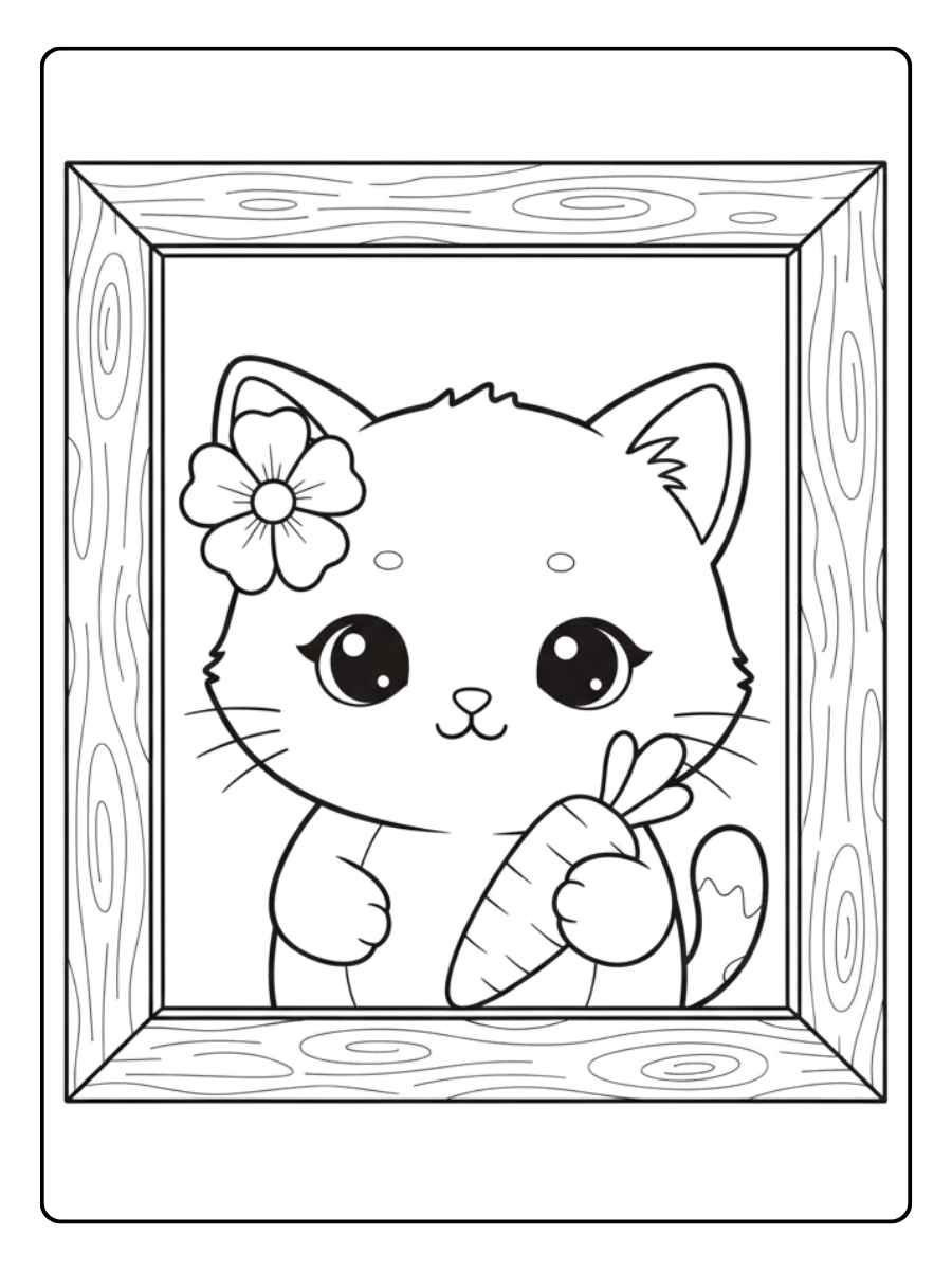 Kleurplaat kitten schattig Het vrolijke kattenkindje