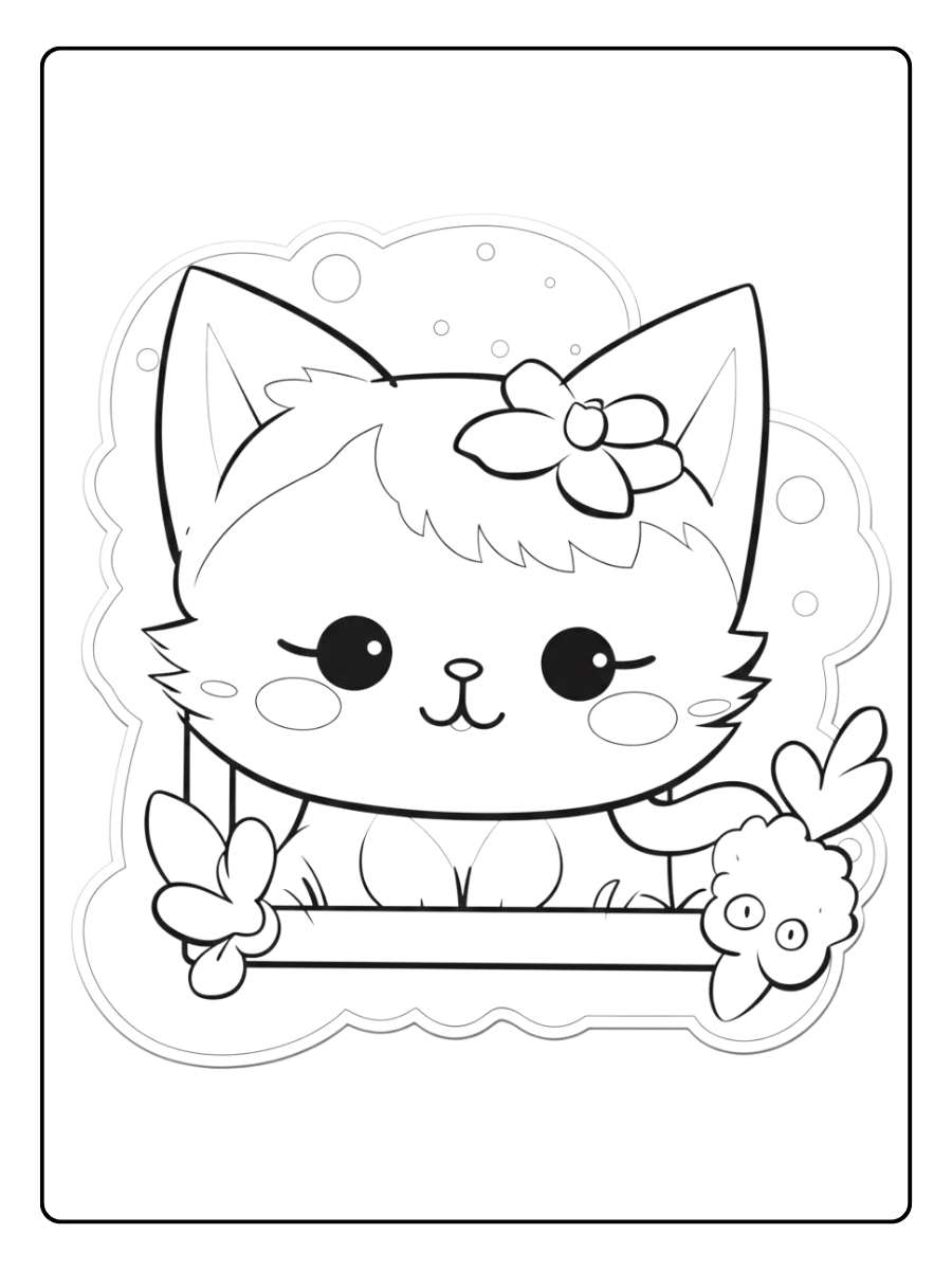 Kleurplaat kitten schattig Lief speels katje