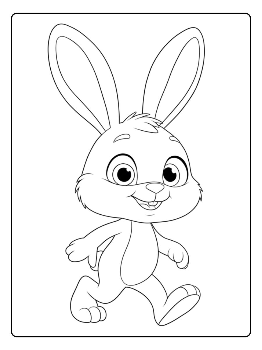 Kleurplaat konijn schattig rennend
