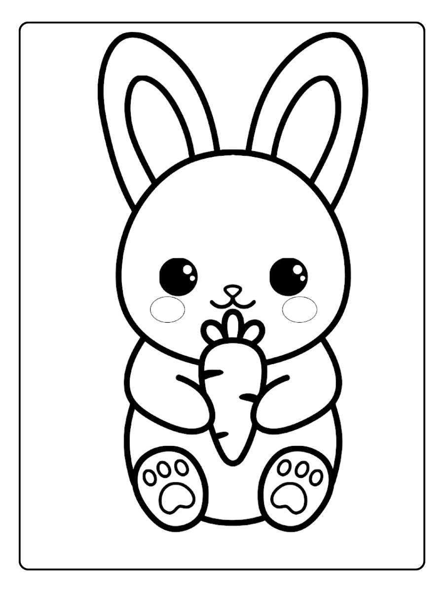 Kleurplaat konijn schattig wortel