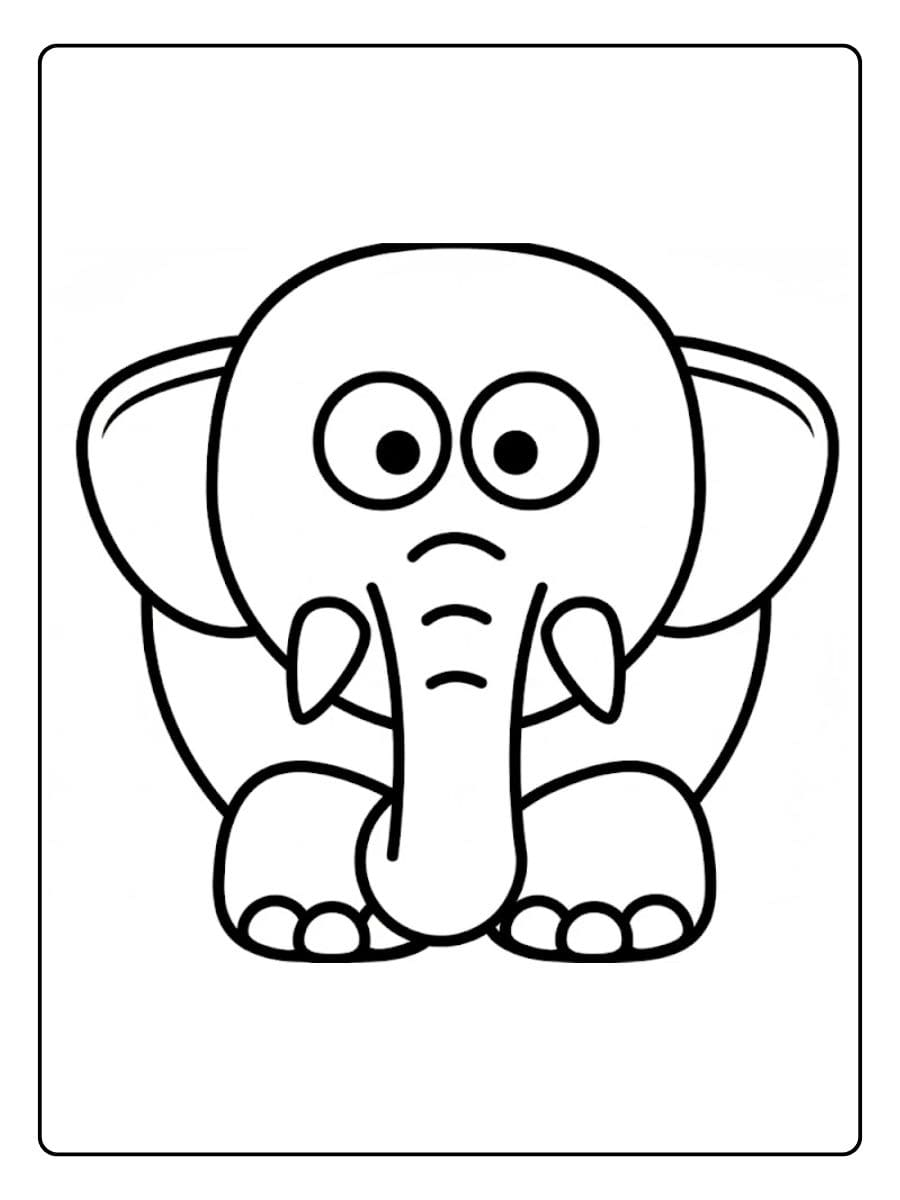 Kleurplaat olifant schattig Dikke lijnen en eenvoudig ontwerp