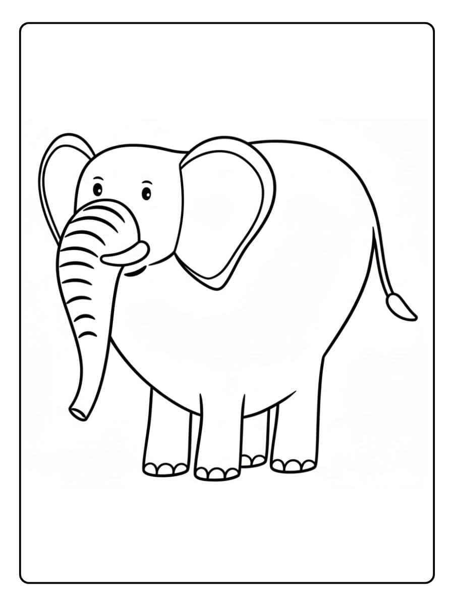 Kleurplaat olifant schattig eenvoudige lijntekening