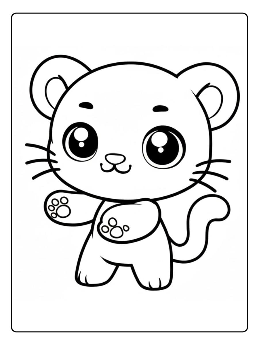 Kleurplaat panter schattig Alleen de omtrek met dikke lijnen