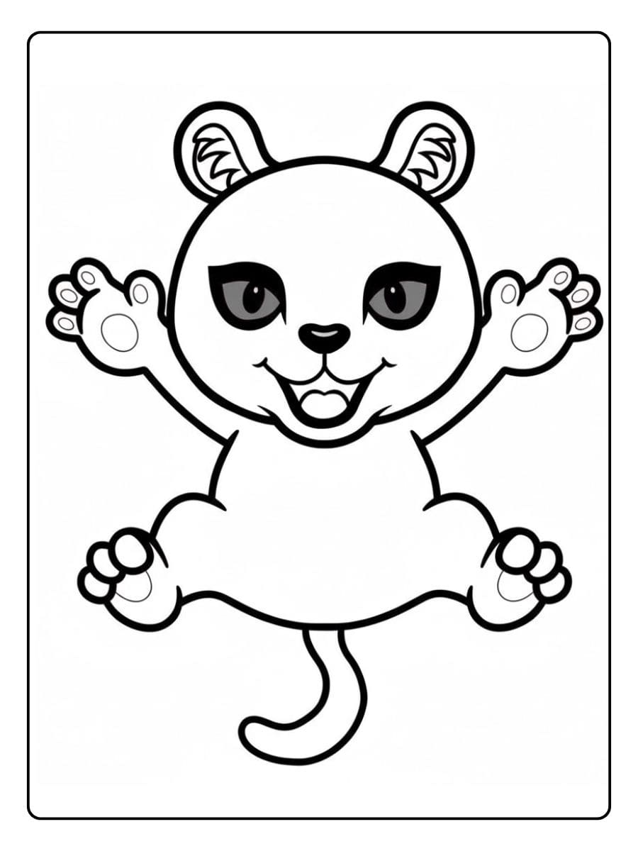 Kleurplaat panter schattig Eenvoudig ontwerp met dikke lijnen