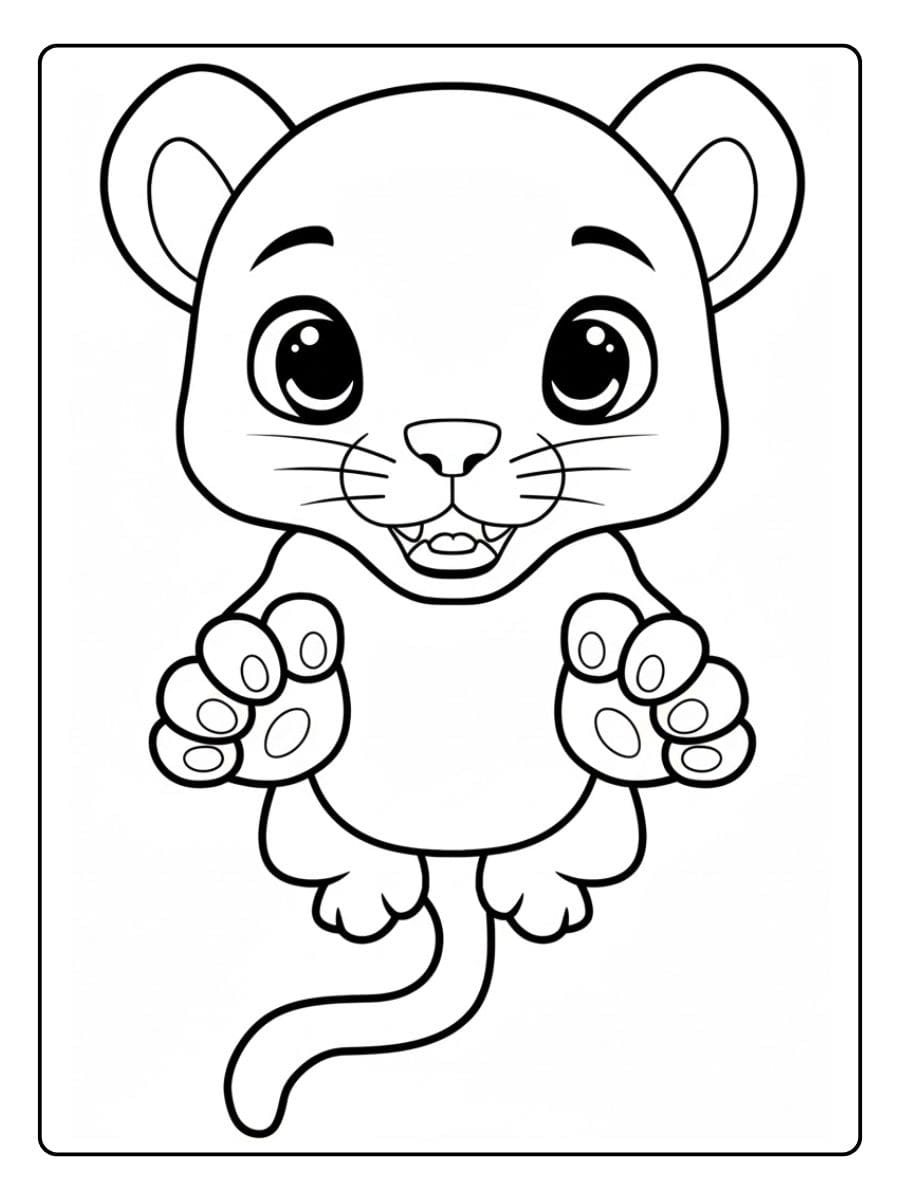 Kleurplaat panter schattig Grote lijnen en witte achtergrond