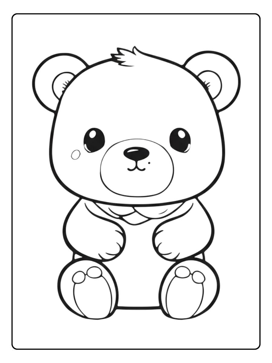 Kleurplaat schattig Lieve teddybeer om te knuffelen