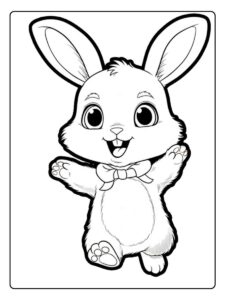 Kleurplaat schattige dieren Lief konijntje met een grote glimlach