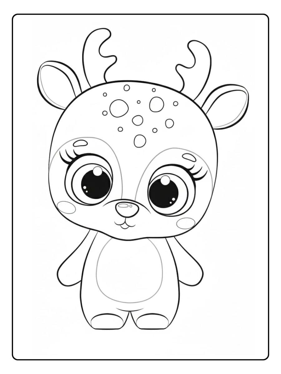 Kleurplaat schattige diertjes Eenvoudige schets van een reekalf