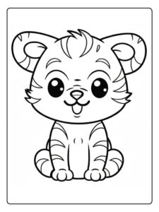 Kleurplaat schattige tijger Een leuke tekening om in te kleuren
