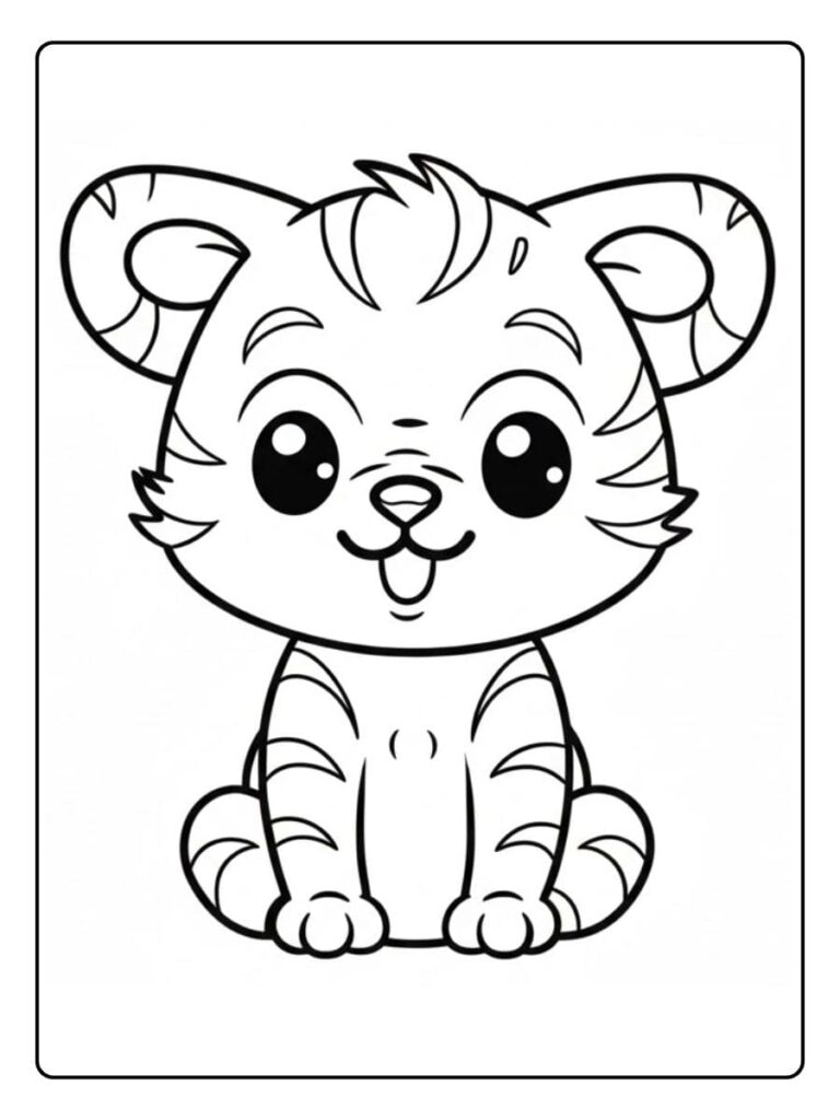 Kleurplaat schattige tijger Een leuke tekening om in te kleuren