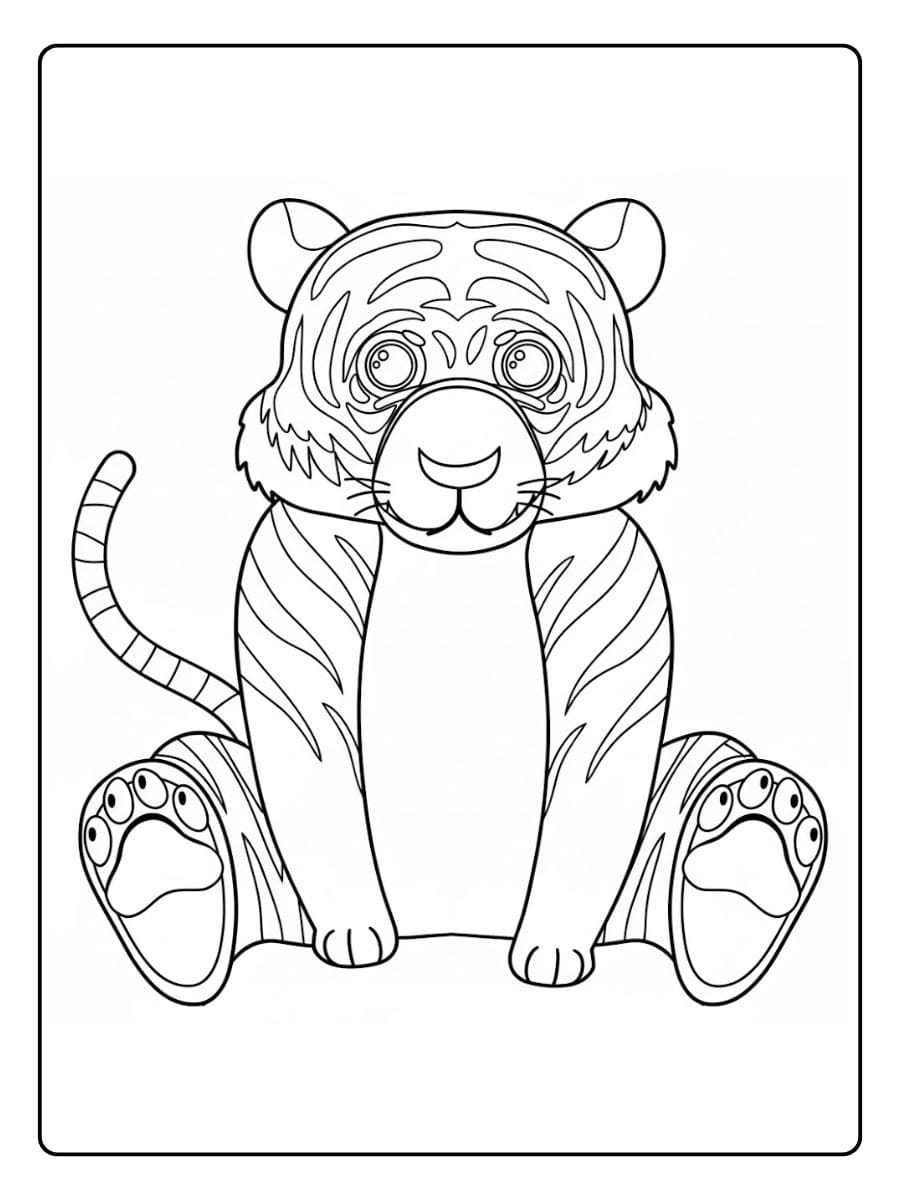 Kleurplaat schattige tijger voor kinderen