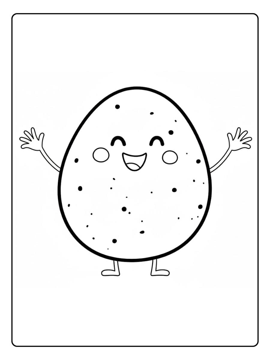 Kleurplaten schattig eten Aardappel vrolijk en eenvoudig