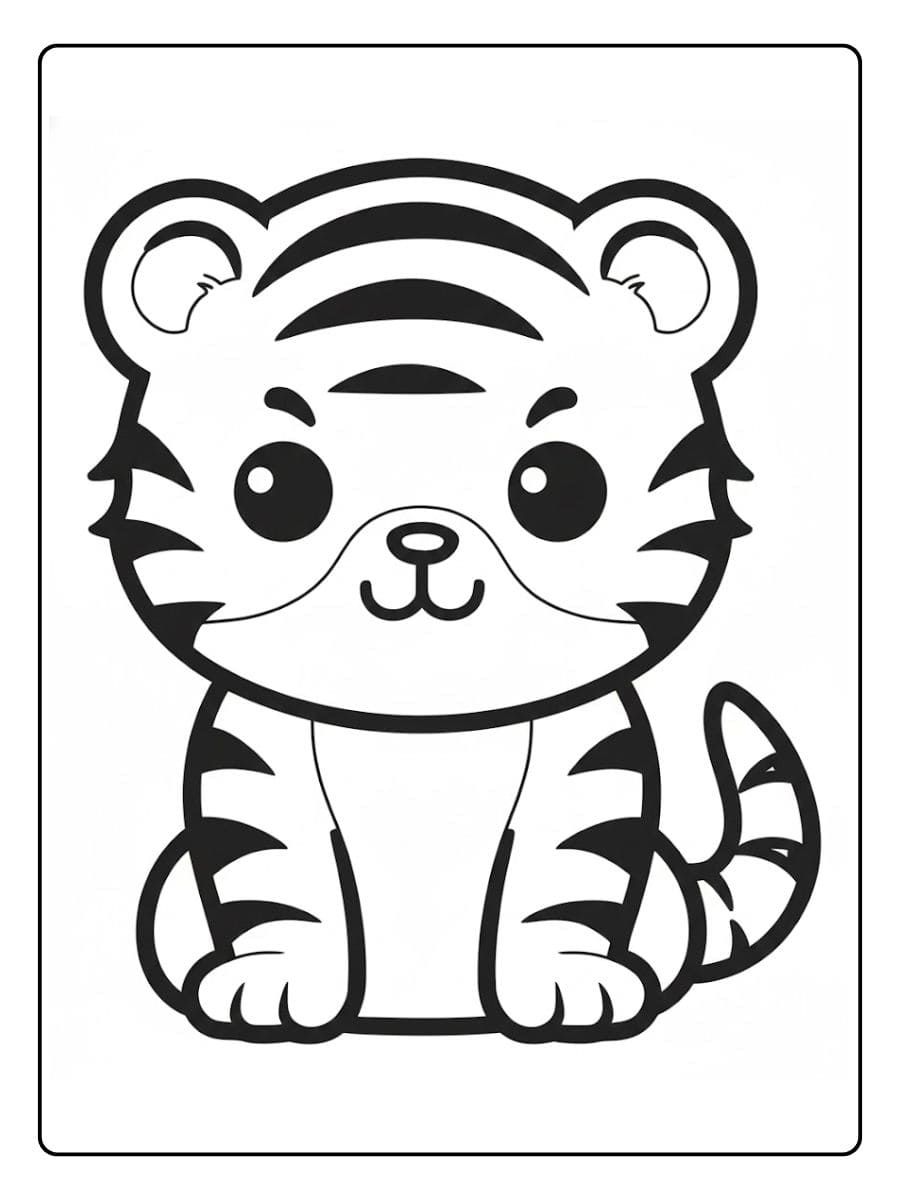 Lekker spelen Kleurplaat schattige tijger