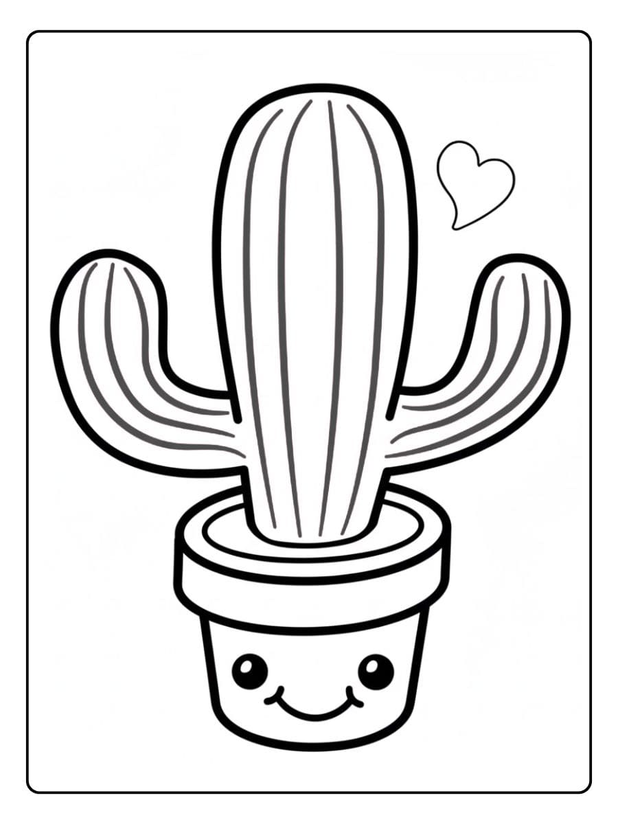 Leuke cactus kleurplaat voor kinderen kleurplaat cactus schattig