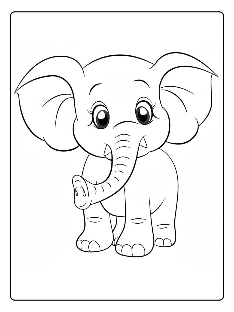 Leuke kleurplaat olifant schattig Enkel de contouren