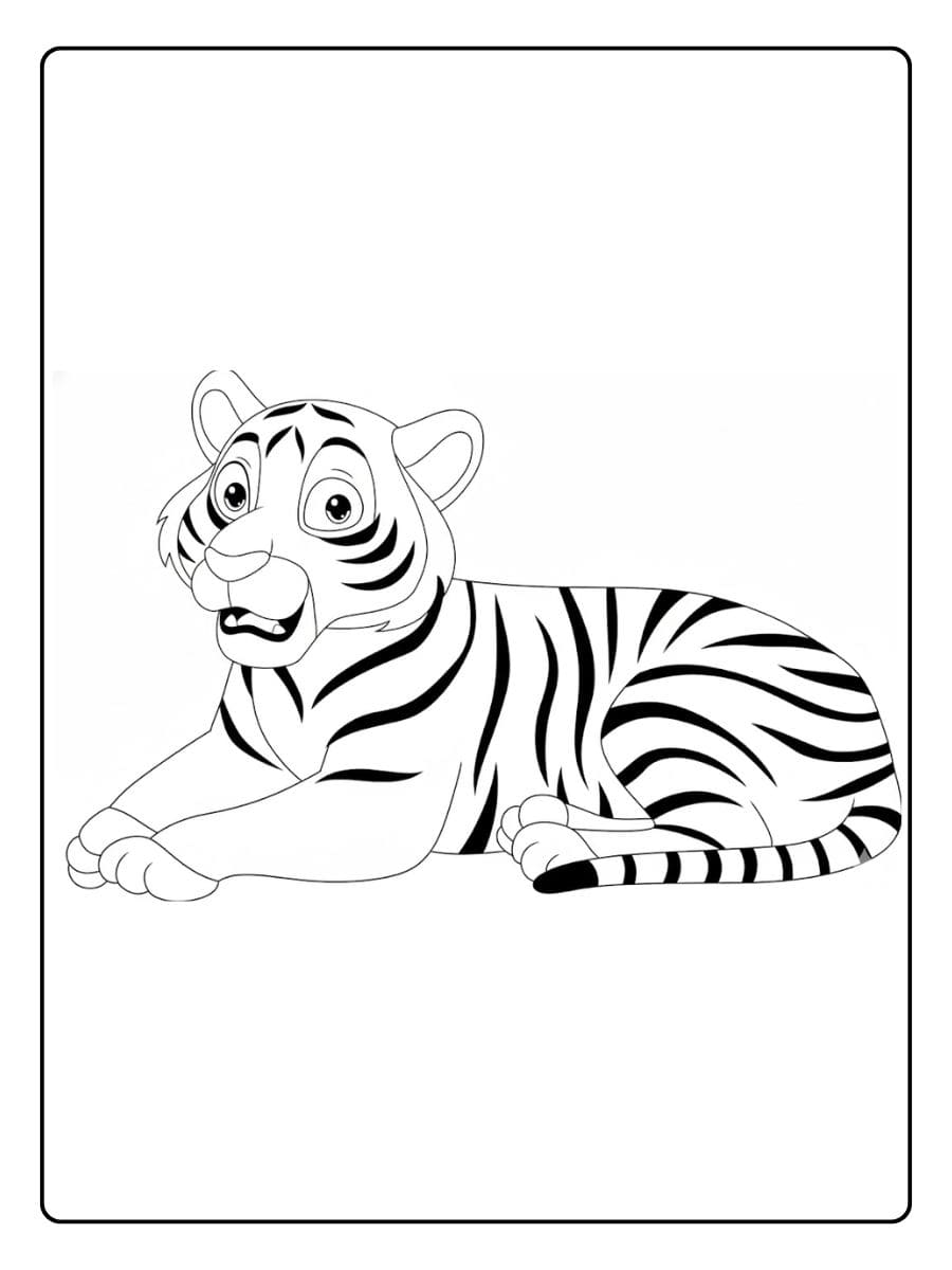 Leuke pose Kleurplaat schattige tijger