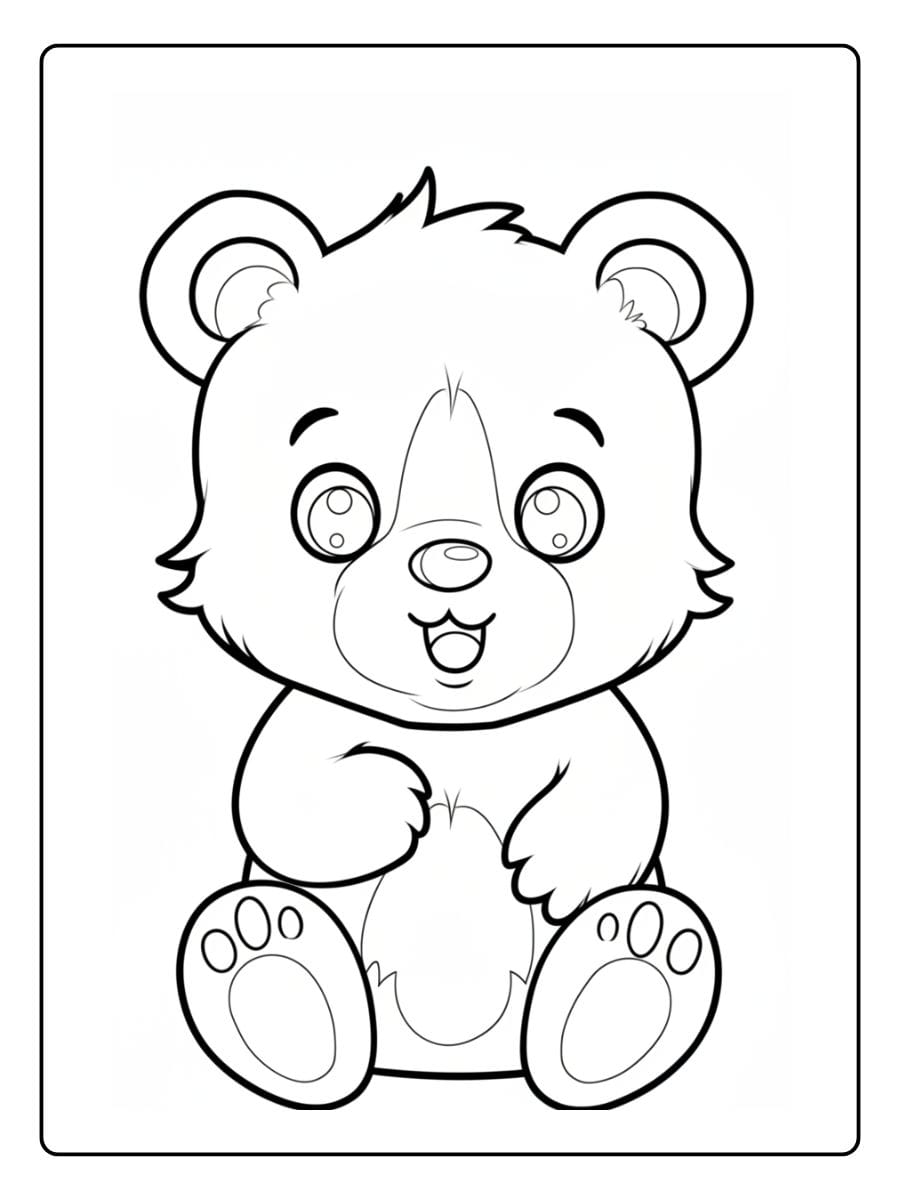 Schattig Beertje Kleurplaat (4)