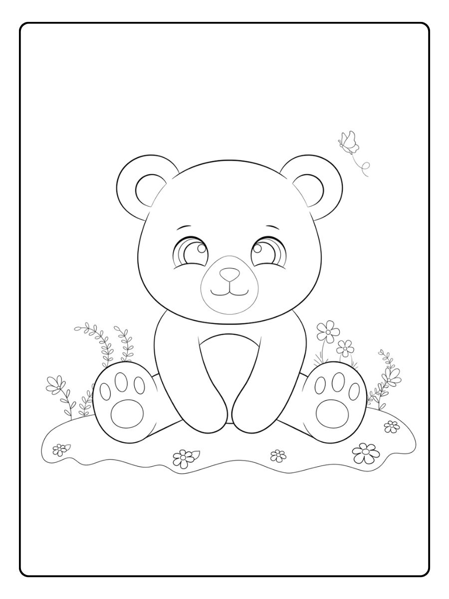 Schattig beertje kleurplaat in de sneeuw