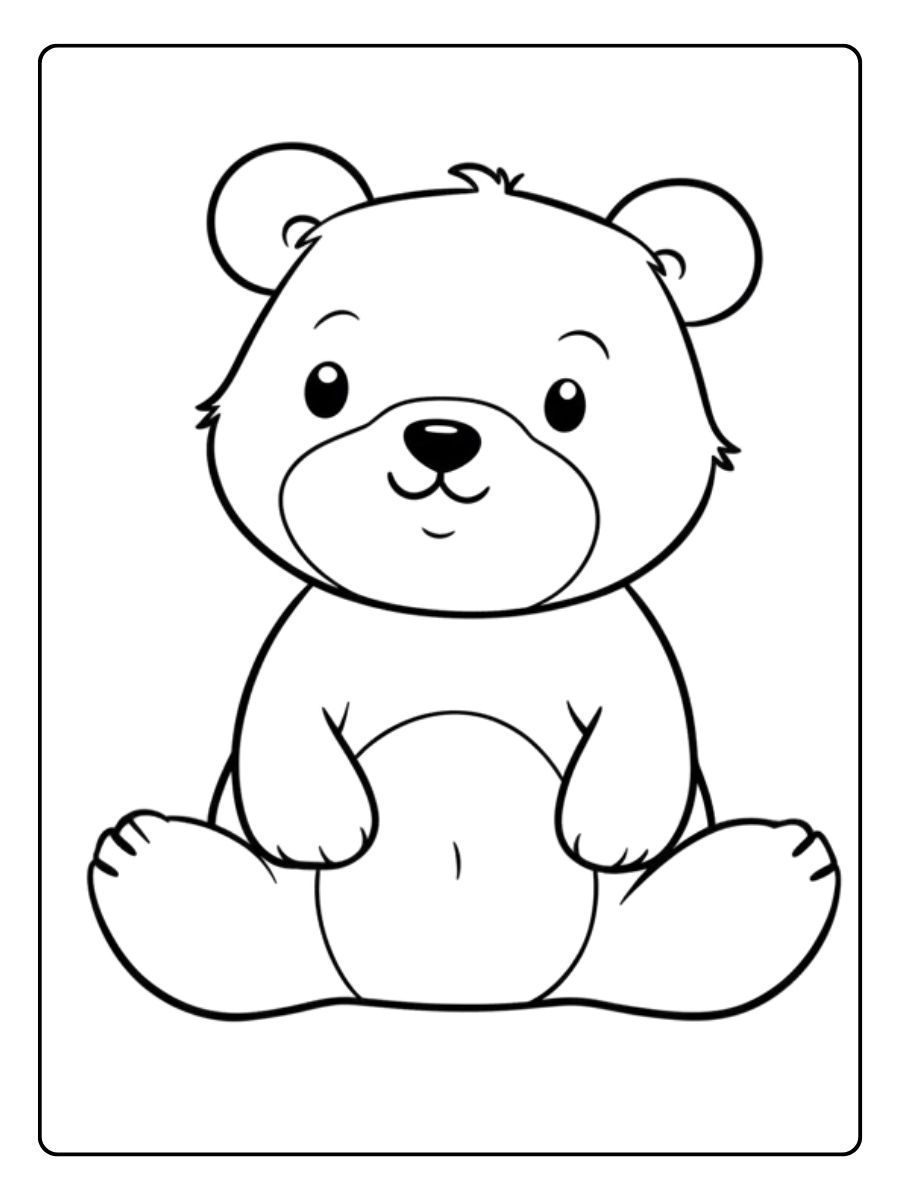 Schattig beertje kleurplaat om in te kleuren