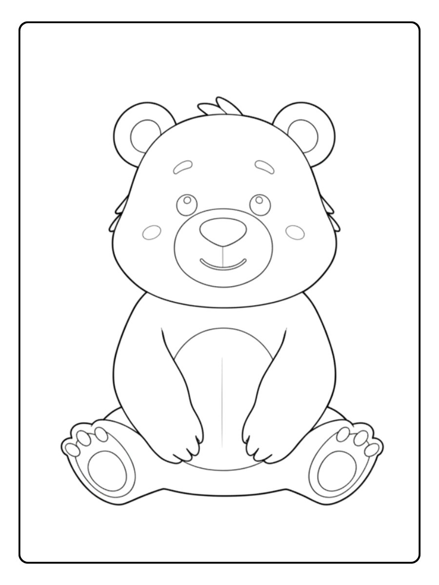 Schattig beertje kleurplaat zittend