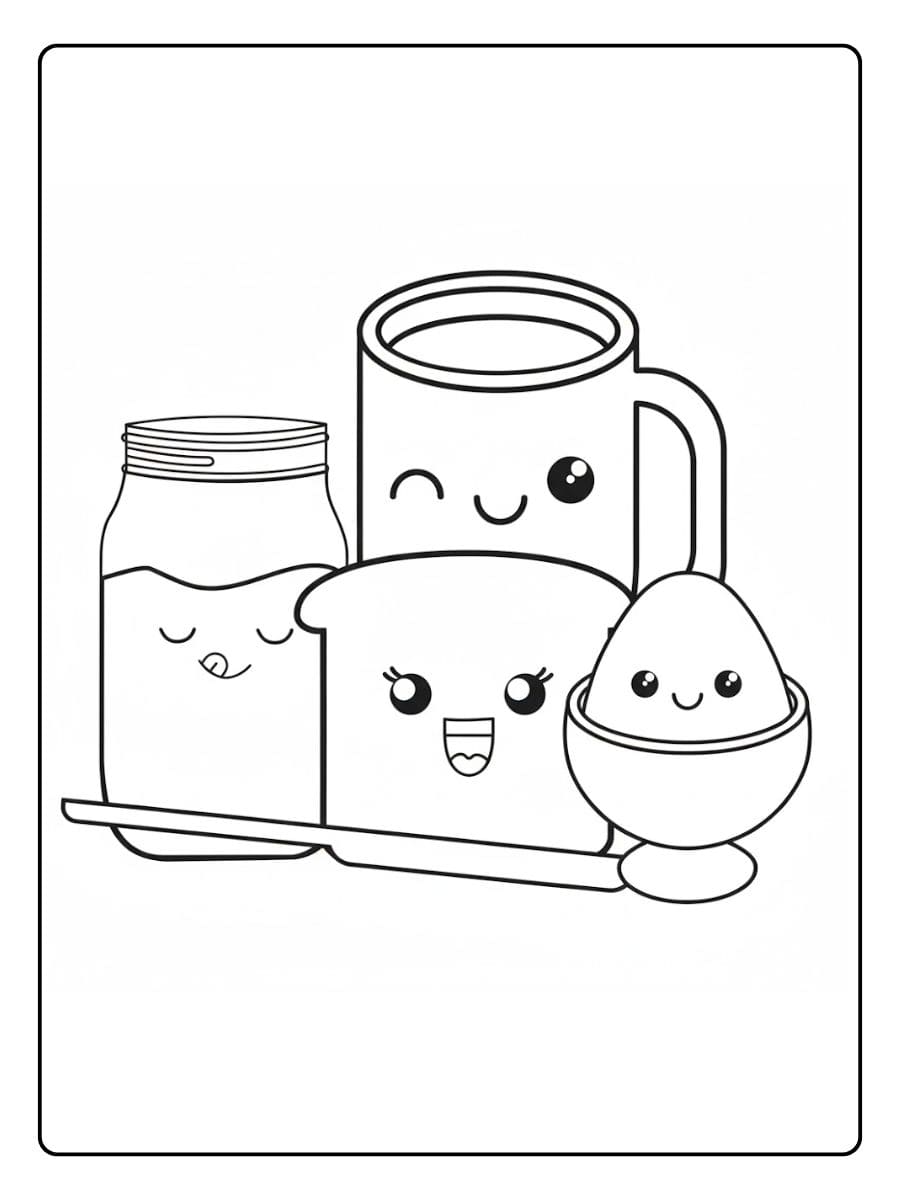 Schattig ontbijt kleurplaat Kleurplaten schattig eten