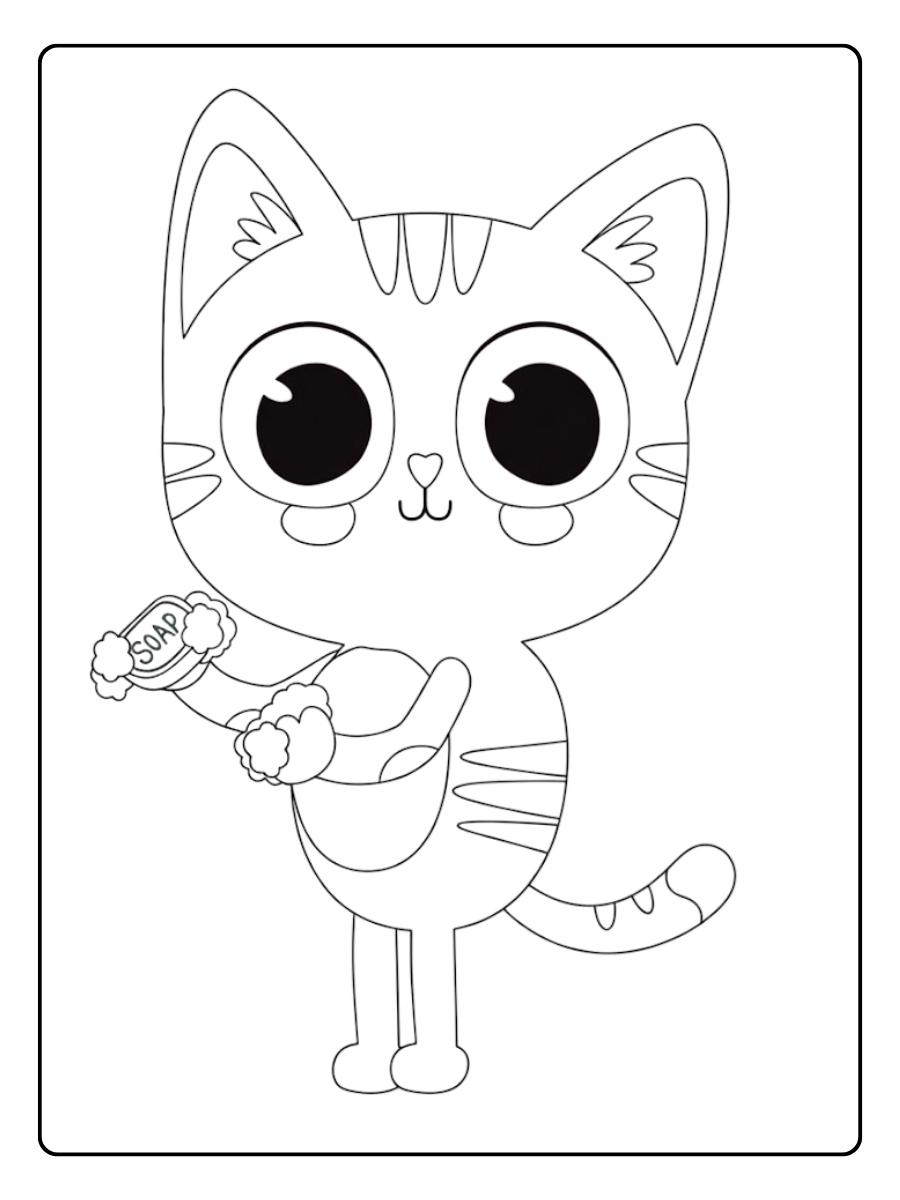 Schattig poesje kleurplaat dromend