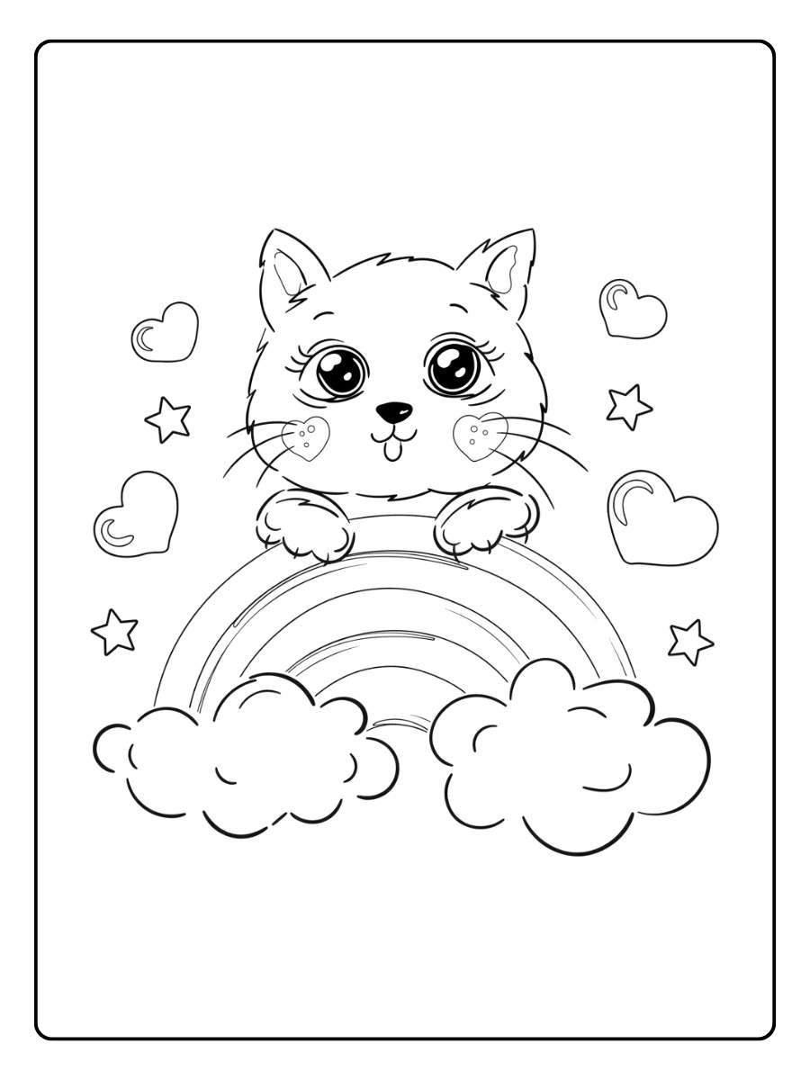 Schattig poesje kleurplaat in de lucht