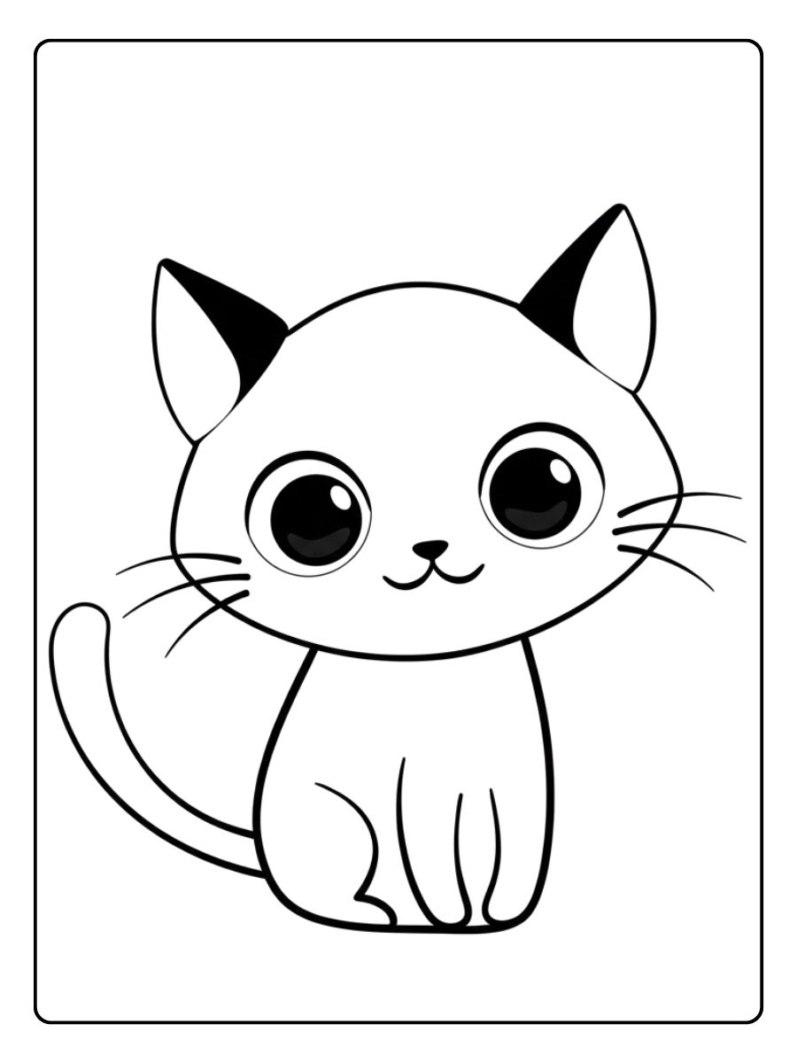 Schattig poesje kleurplaat met grote ogen