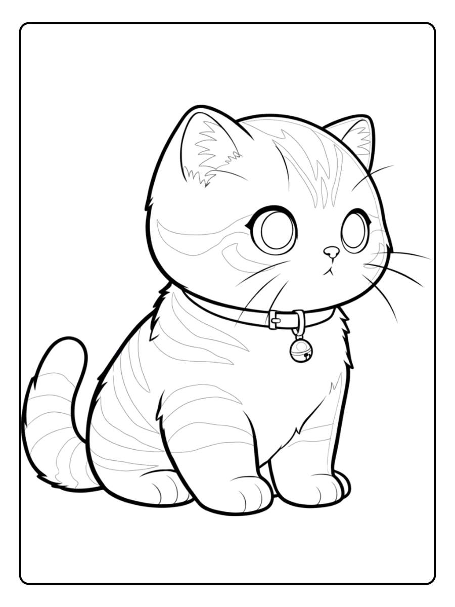 Schattig poesje kleurplaat met halsbandje