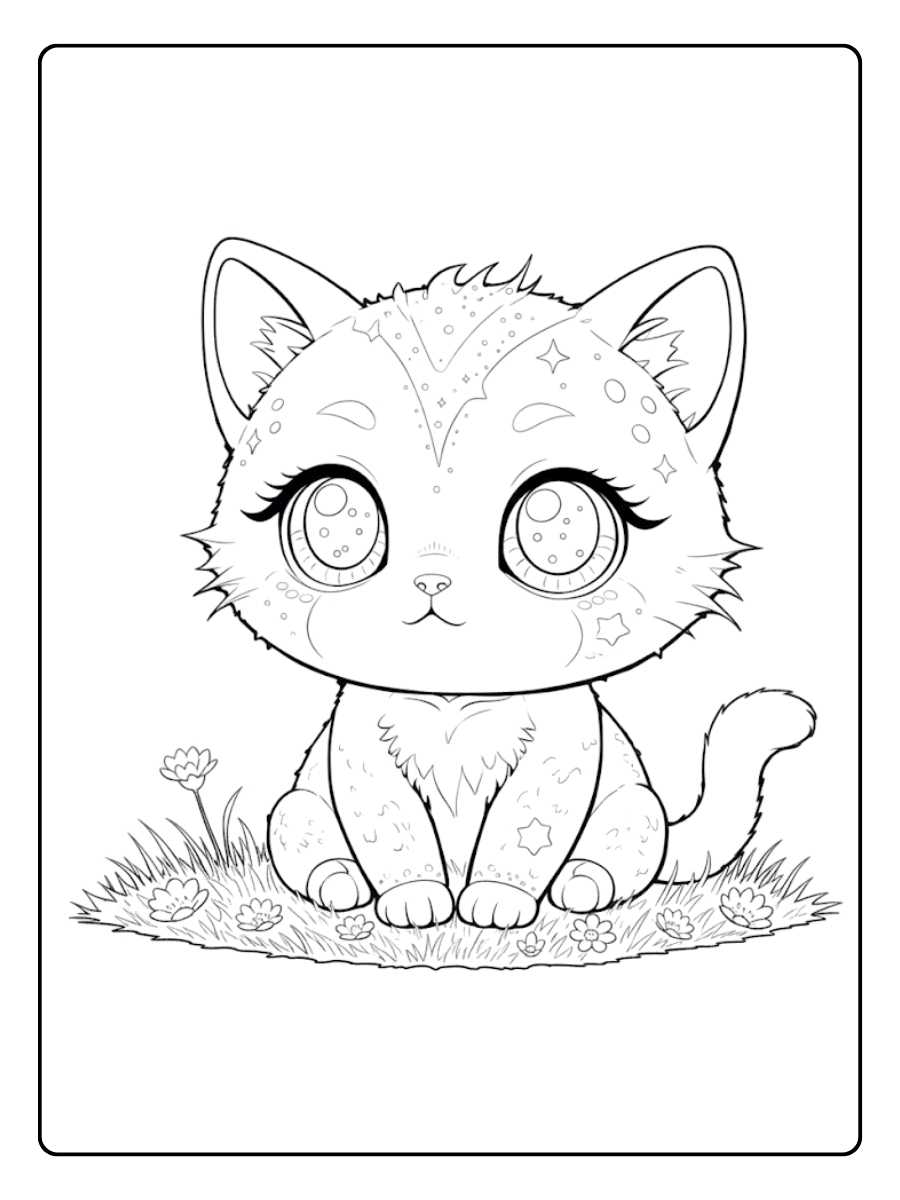 Schattig poesje kleurplaat om te downloaden