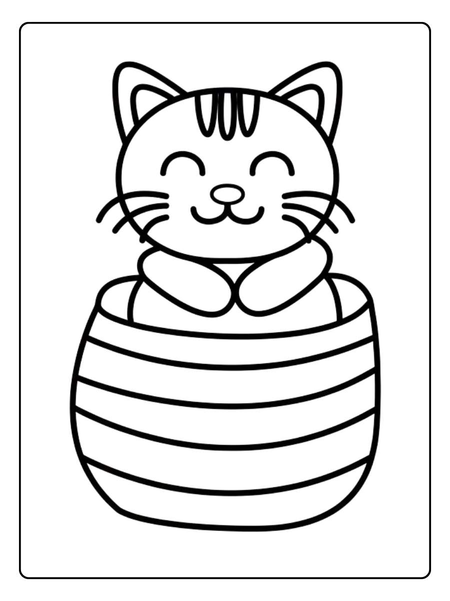 Schattig poesje kleurplaat op een regenboog