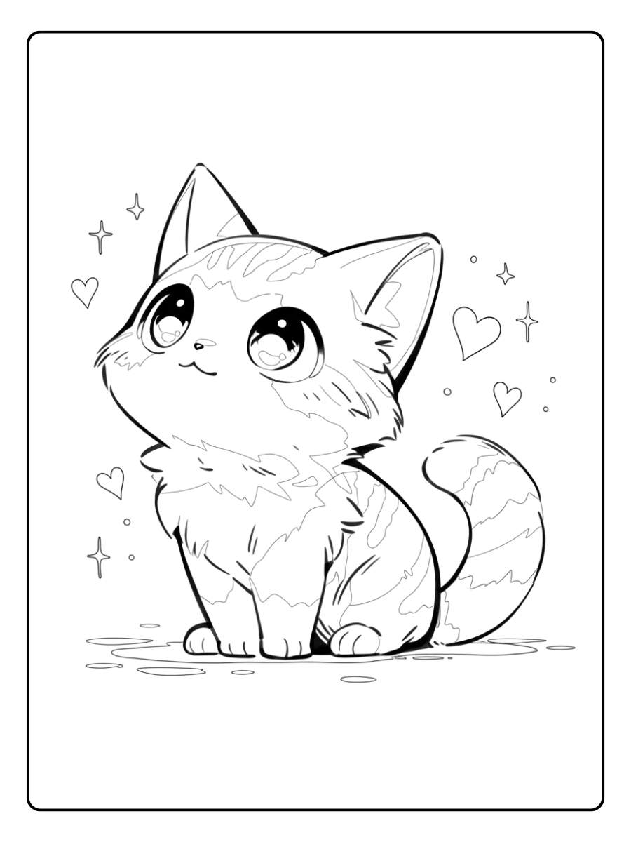 Schattig poesje kleurplaat speelend