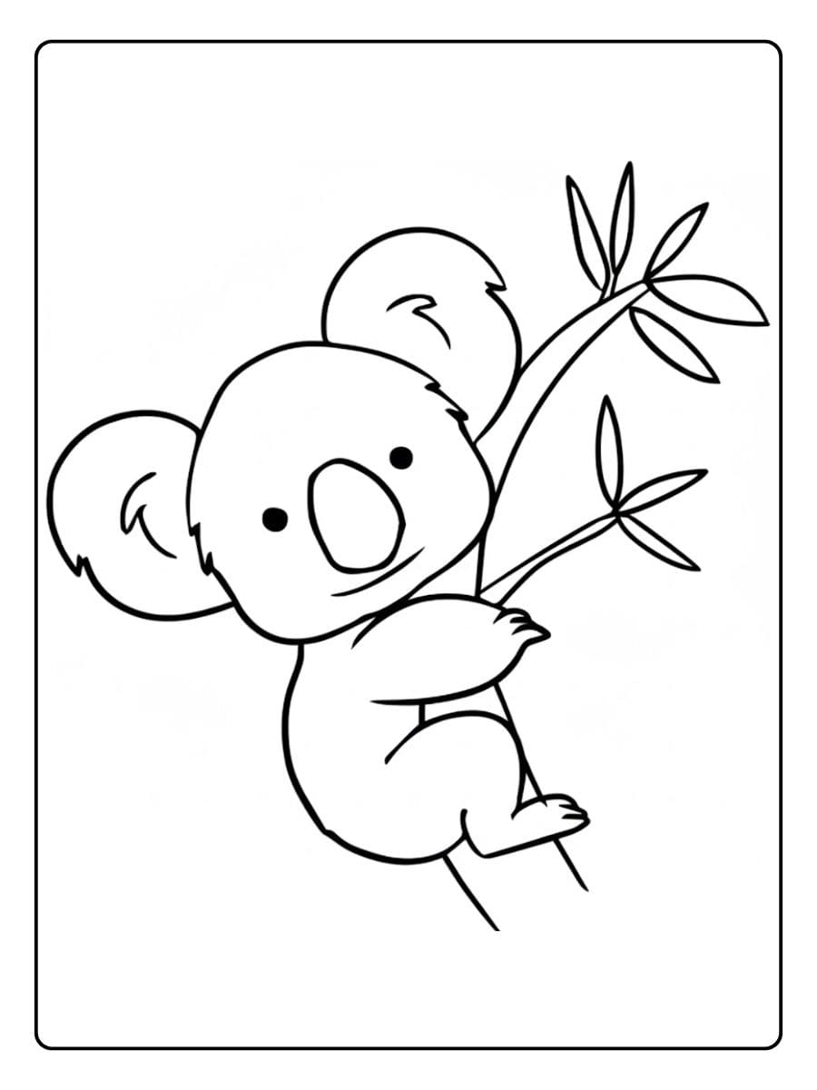 Schattige koala op boom kleurplaat koala schattig