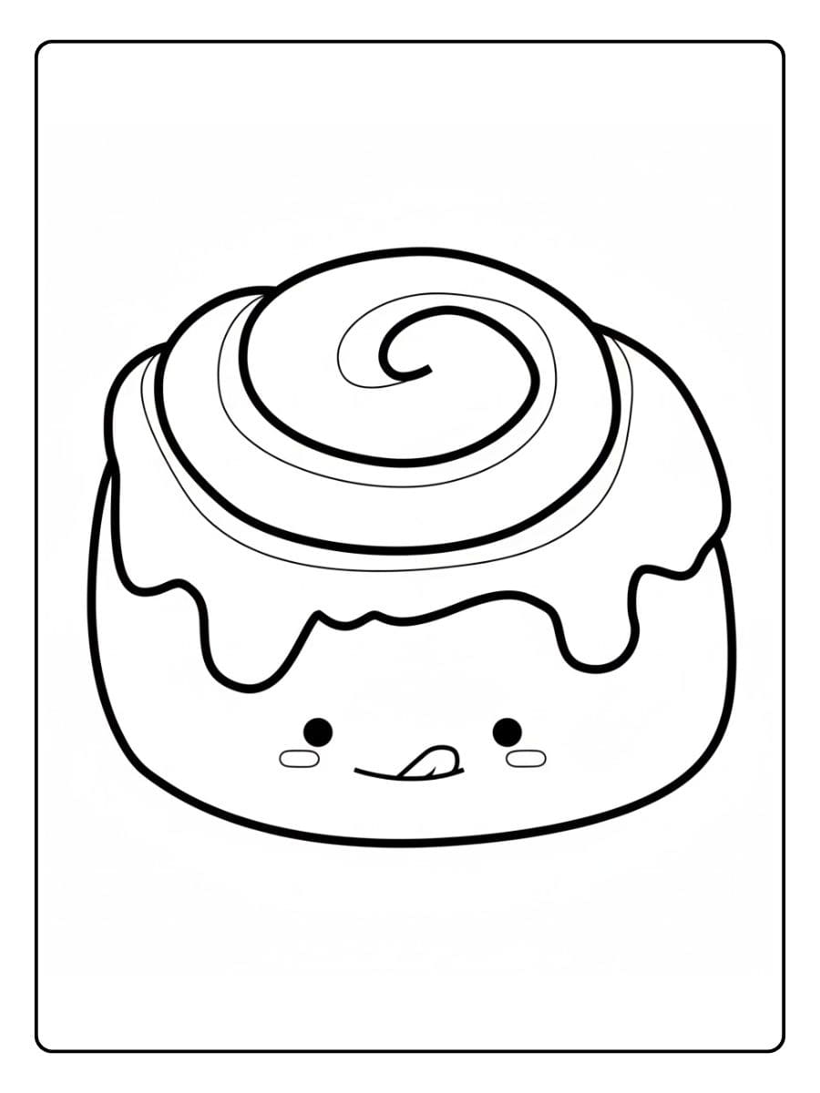 Simpele Lijntekening voor kleurplaten schattig eten