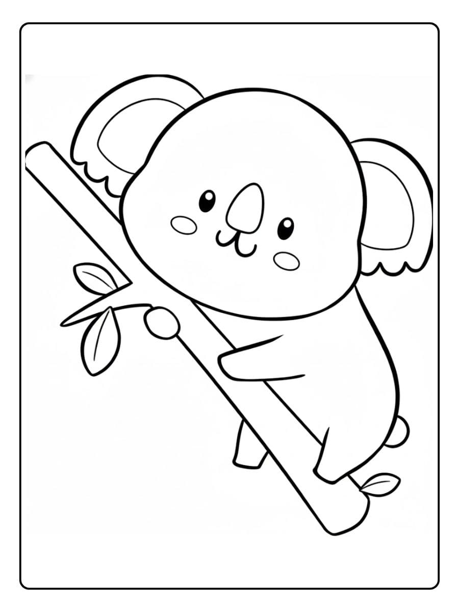 Simpele kleurplaat koala schattig