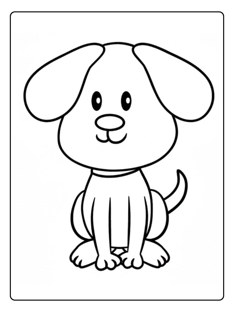 Simpele kleurplaat puppy schattig