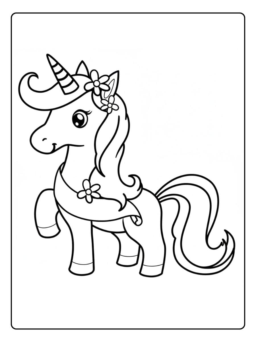 Simpele schattig unicorn unicorn kleurplaat