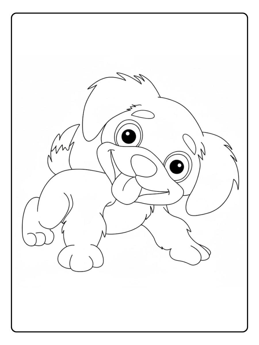 Speelse puppy met grote ogen kleurplaat puppy schattig