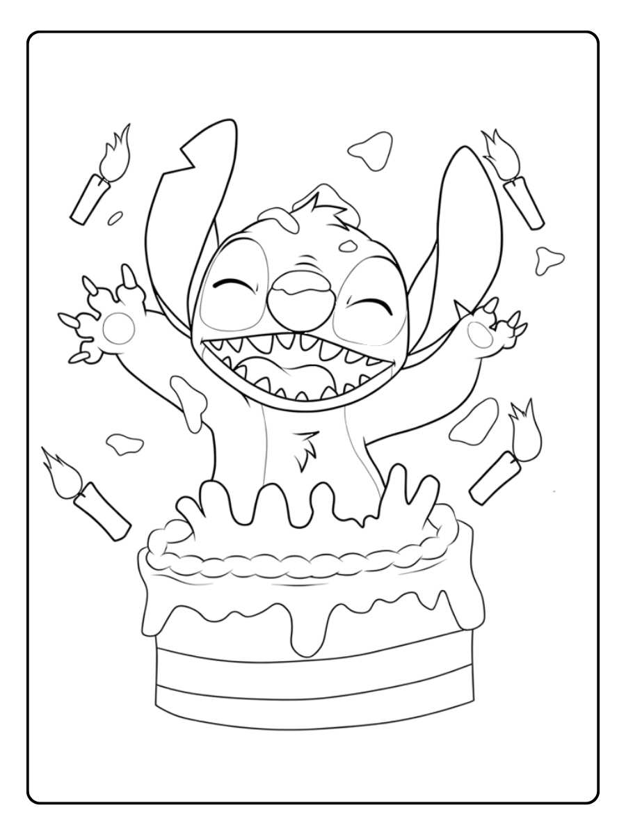 Stitch Kleurplaat Schattig Baby diertje Zittend