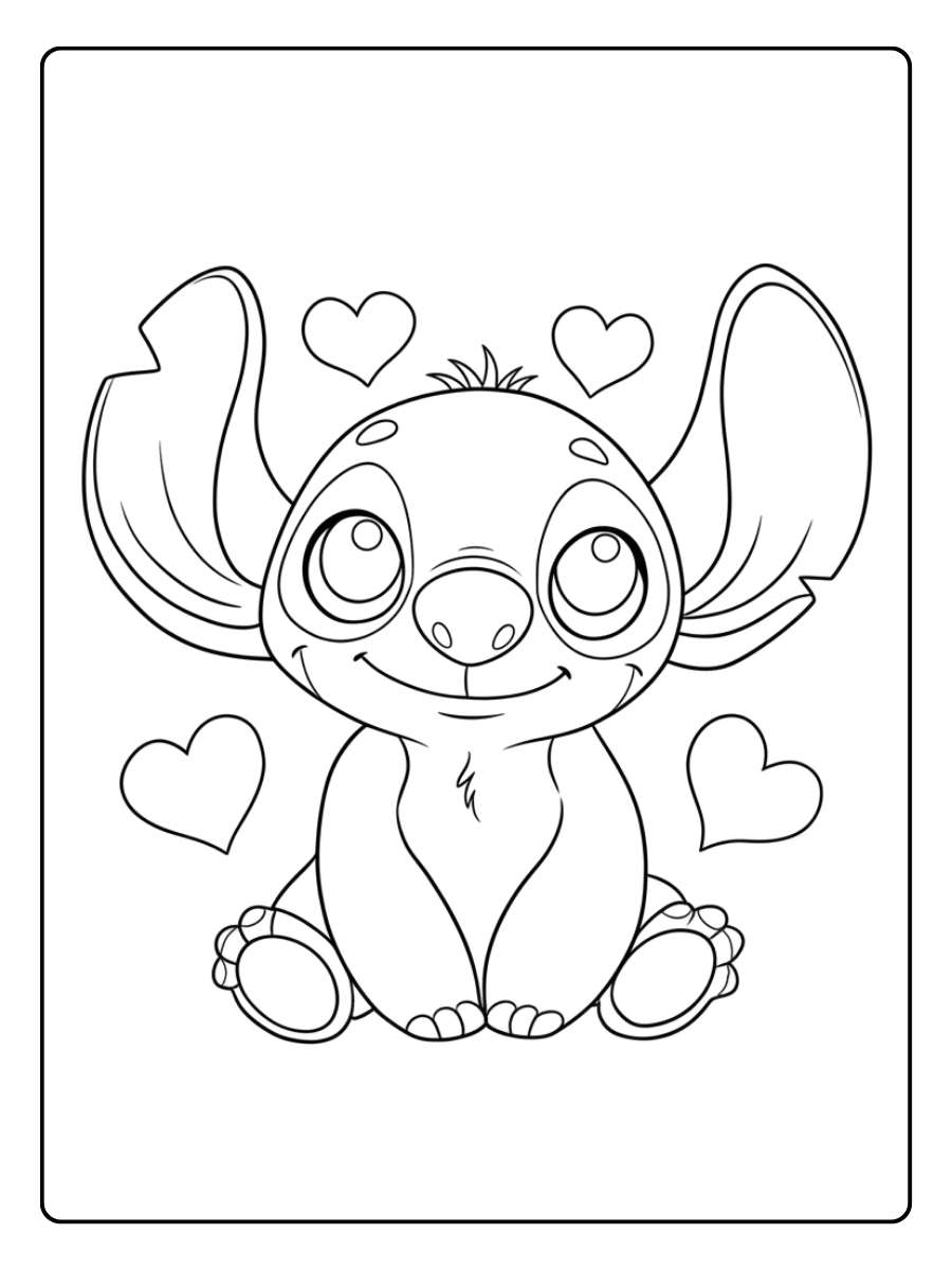 Stitch Kleurplaat Schattig De Eenhoorn met Stitch Oortjes