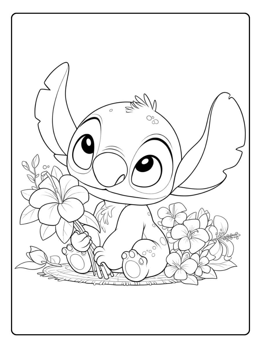 Stitch Kleurplaat Schattig Stitch in een grappig pakje