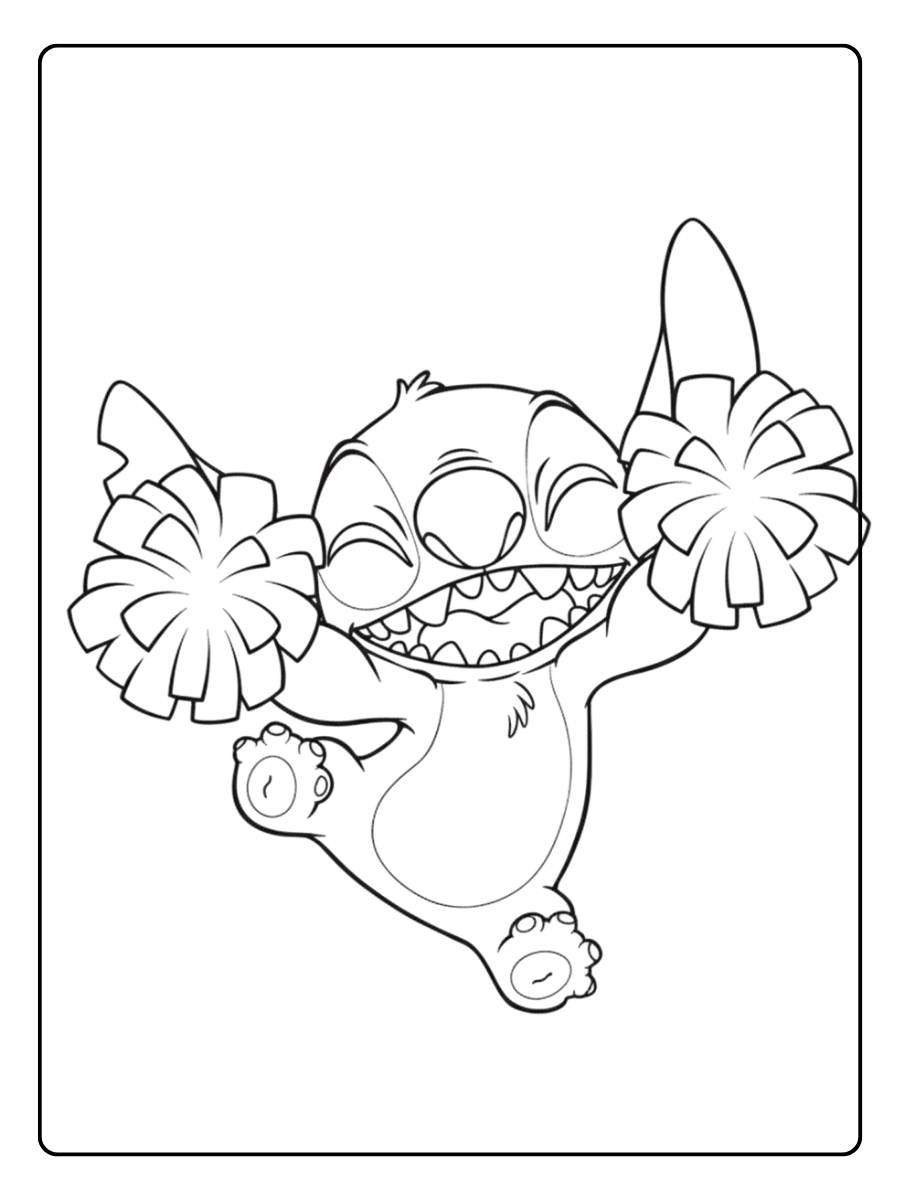 Stitch Kleurplaat Schattig Stitch in zijn pluizige pak