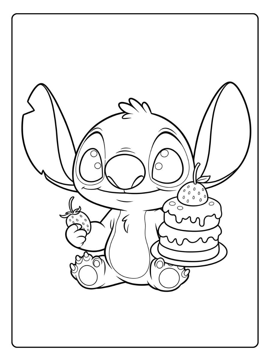 Stitch Kleurplaat Schattig Verklede Stitch met grote ogen