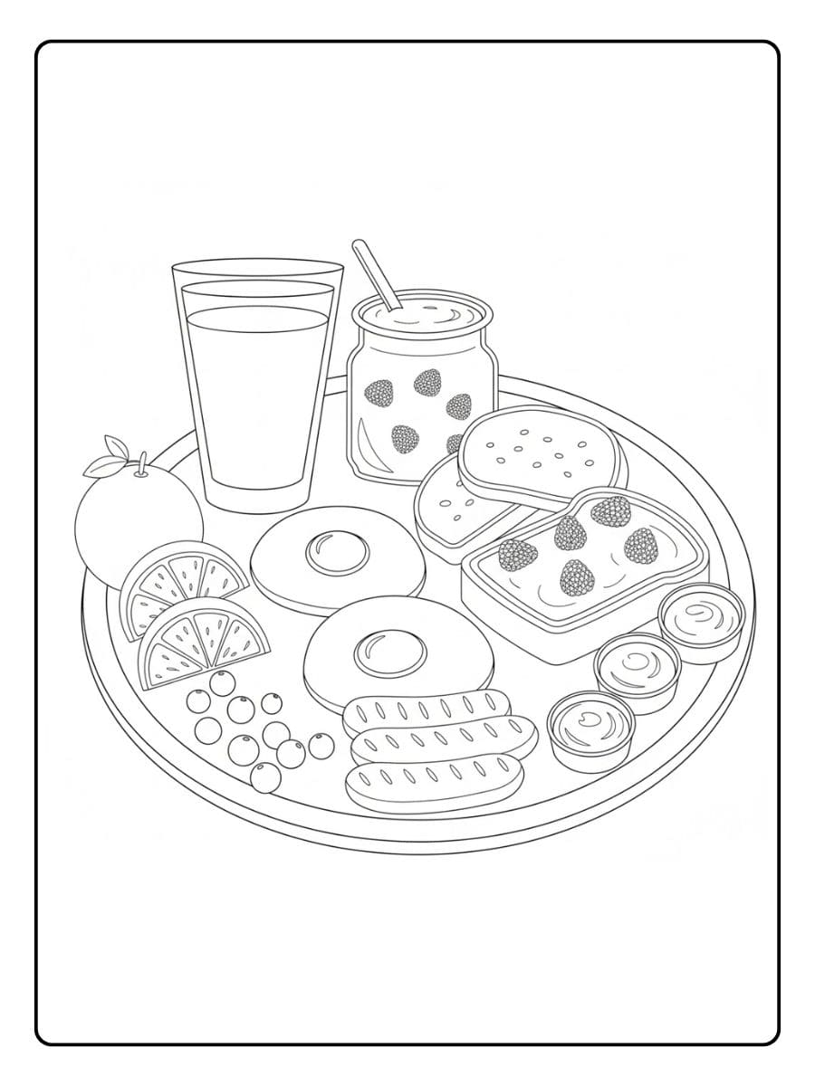 Uitgebreid schattig ontbijt kleurplaat kleurplaten schattig eten