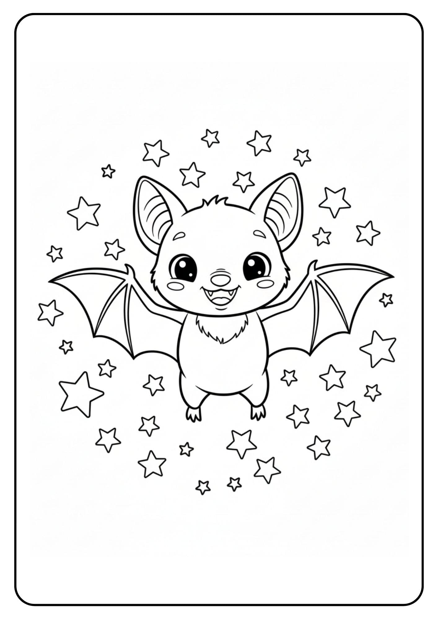 Vleermuis schattig met sterretjes