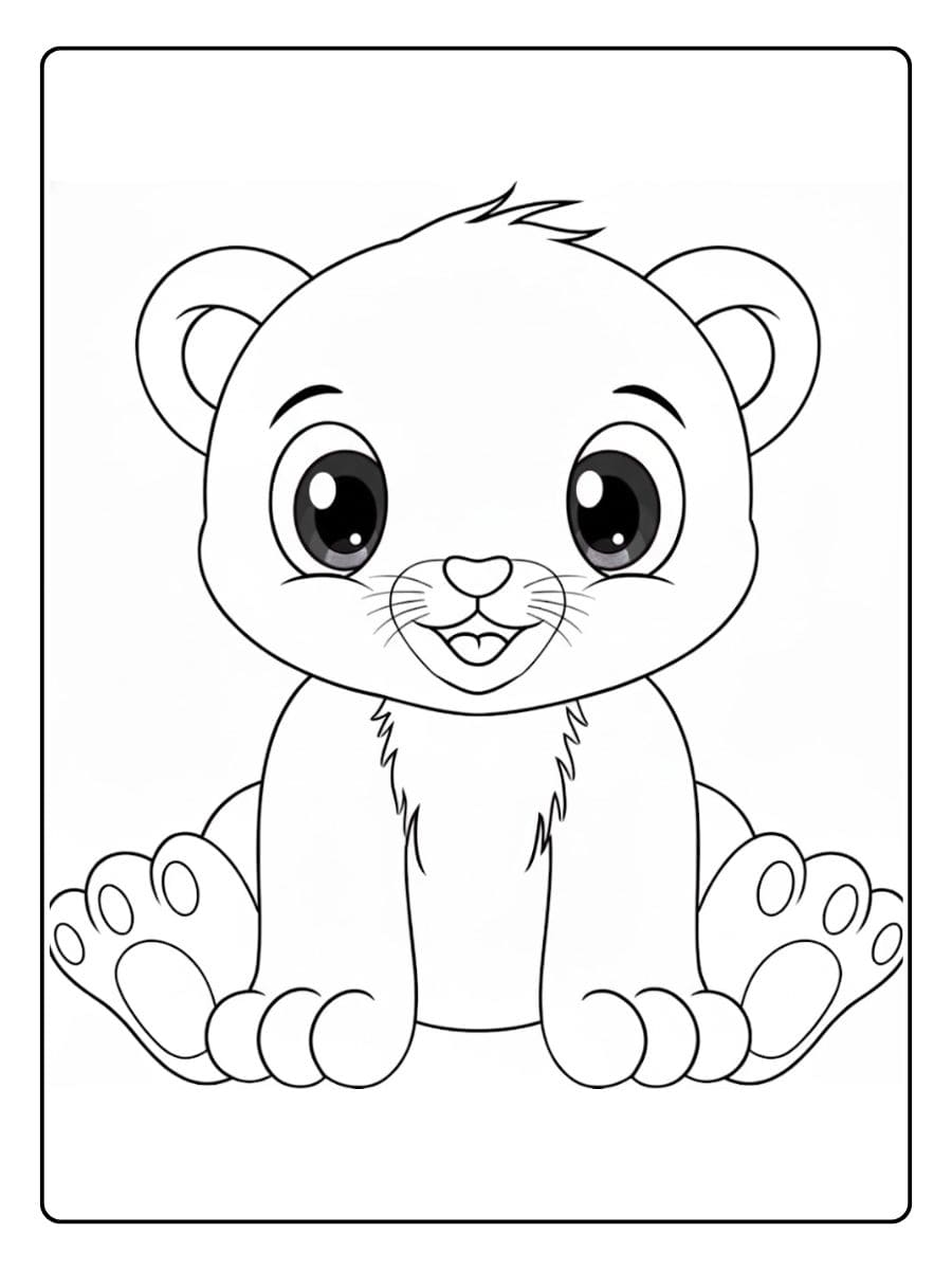 Zittende panter welp kleurplaat schattig