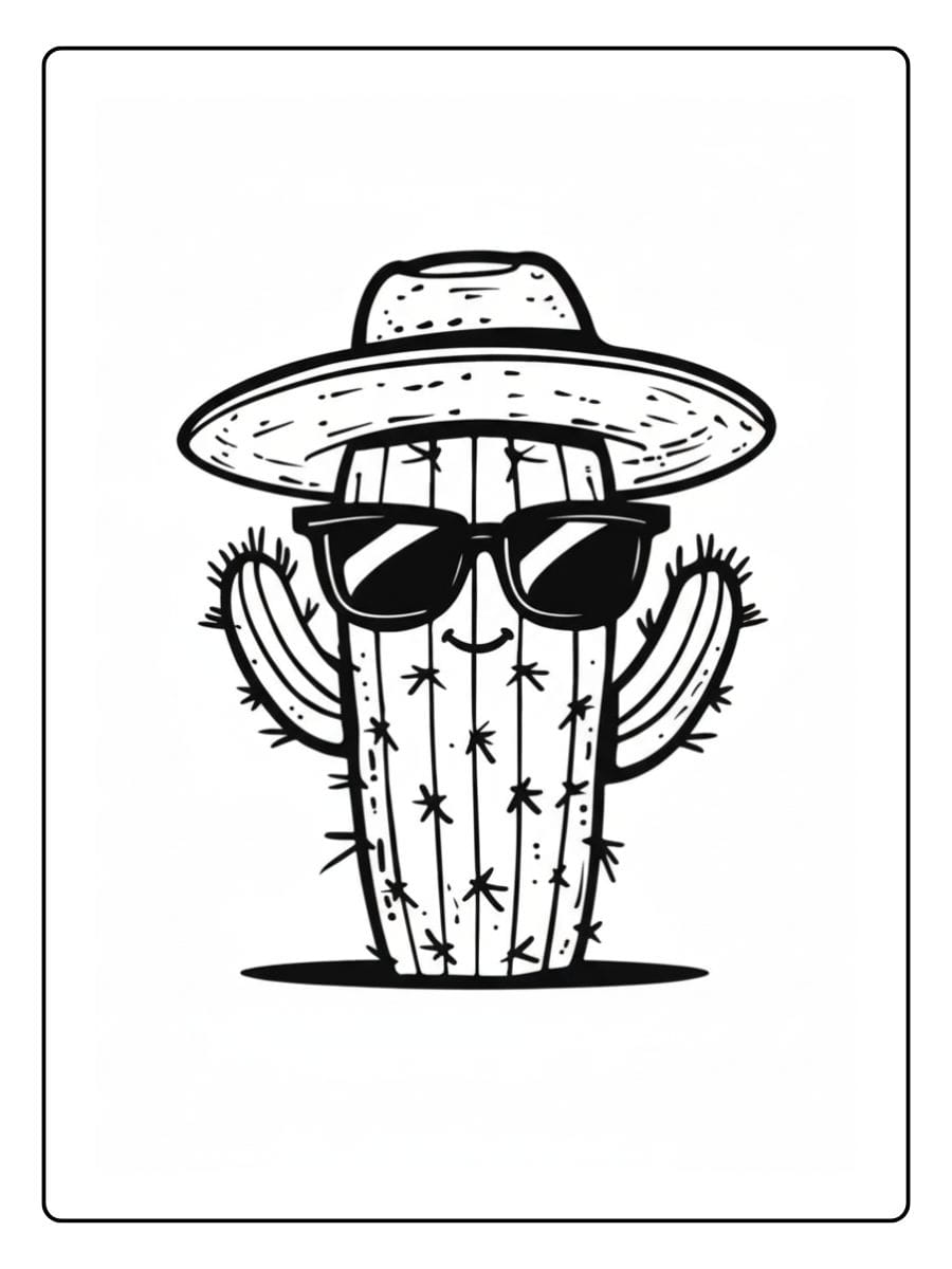 kleurplaat cactus schattig (10)