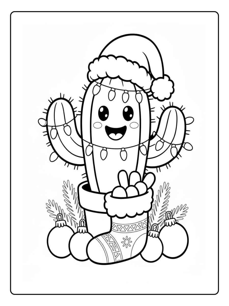 kleurplaat cactus schattig (3)